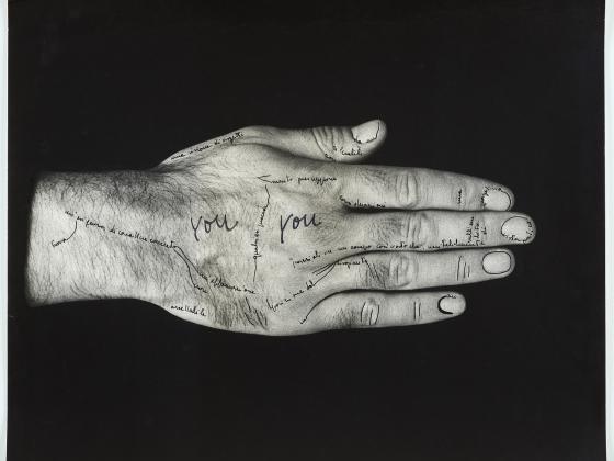 Ketty La Rocca, Le mie parole e tu?, 1971, Writing and drawing on baryte, photo, fine-tipped pen, coarsetipped pen, 50 × 60 cm, Courtesy the artist and Private Collection 