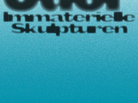 Keyvisual der Ausstellung "Odor - Immaterielle Skulpturen". Das Bild zeigt den Ausstellungstitel in einer leicht verschwommenen Schrift auf türkisem Untergrund, welcher in Weiß übergeht 