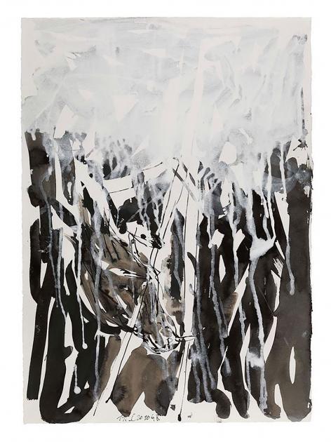 Georg Baselitz "Trauerseeschwalbe" 2010, Tusche und Acryl auf Papier, 50 x 70 cm