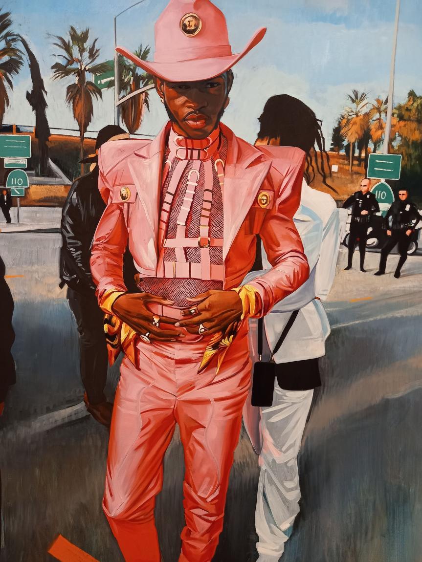 Sam McKinniss "Lil Nas X with Friends and Cops", 2021, Ausstellung "Country Western", Almine Rech, 2021