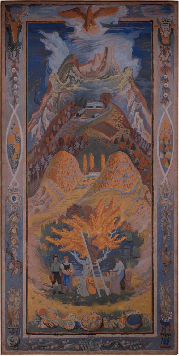 Fritz Silberbauer "Steirischer Herbst "(1939), Tempera auf Leinwand, 301 × 150 cm