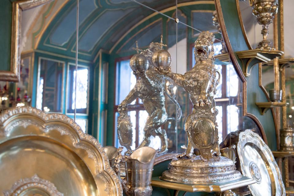 Das Silbervergoldete Zimmer im Historischen Grünen Gewölbe im Dresdner Schloss der Staatlichen Kunstsammlungen Dresden 