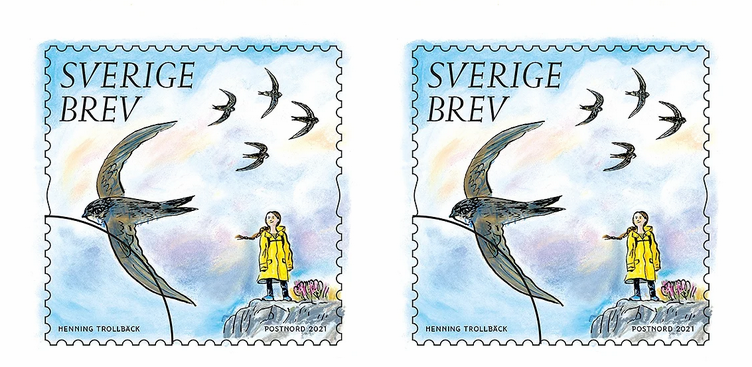 Briefmarke mit Greta Thunberg in Schweden