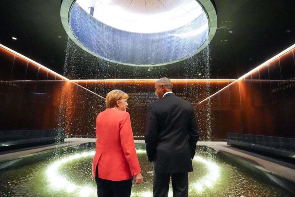 Merkel und Obama im ational Museum of African American History and Culture in Washington