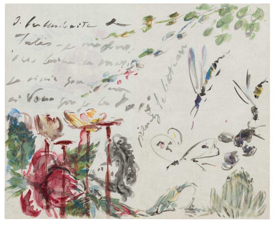 Dieser mit einem Pinsel geschriebener Brief von Manet wurde in Paris für 201.600 Euro versteigert