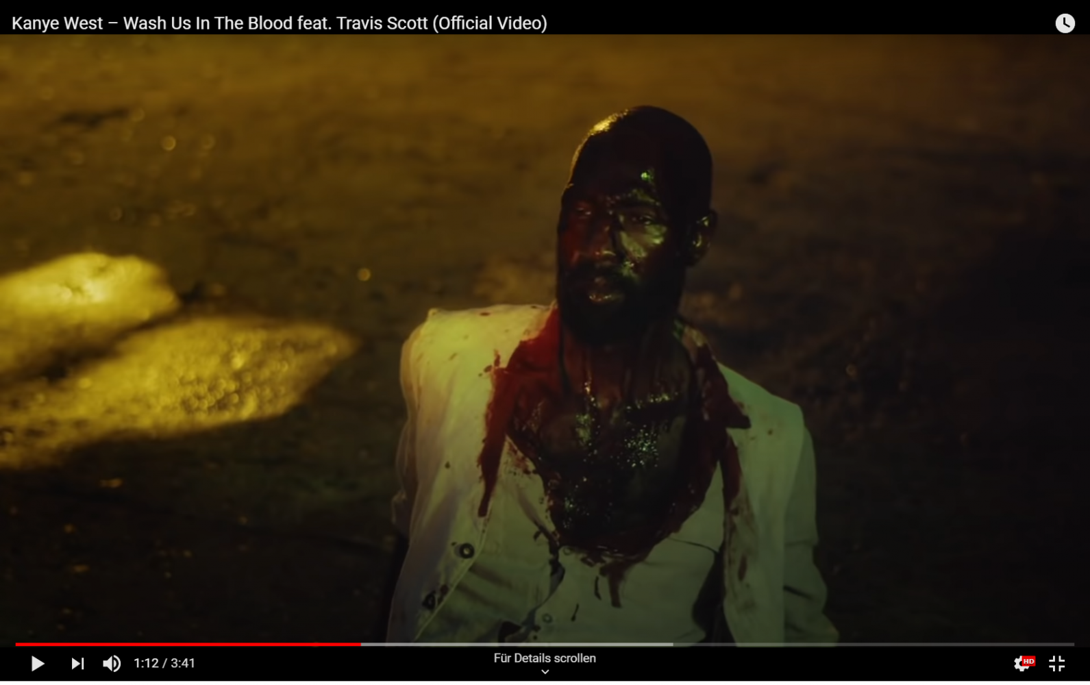 Szene aus Arthur Jafas Musikvideo zu Kanye Wests und Travis Scotts Song "Wash Us In The Blood"