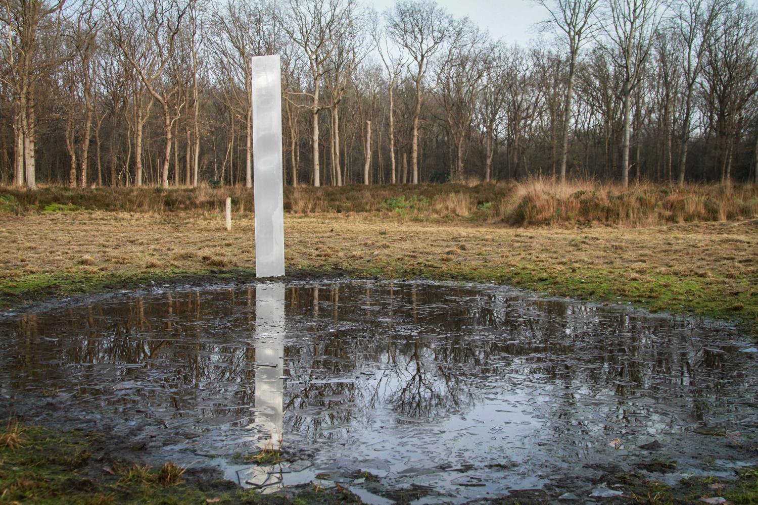 Ein Monolith steht im Naturgebiet De Kiekenberg im Norden der Niederlande. Spaziergänger hatten die Metall-Säule in der nördlichen Provinz Friesland am Sonntagmorgen entdeckt