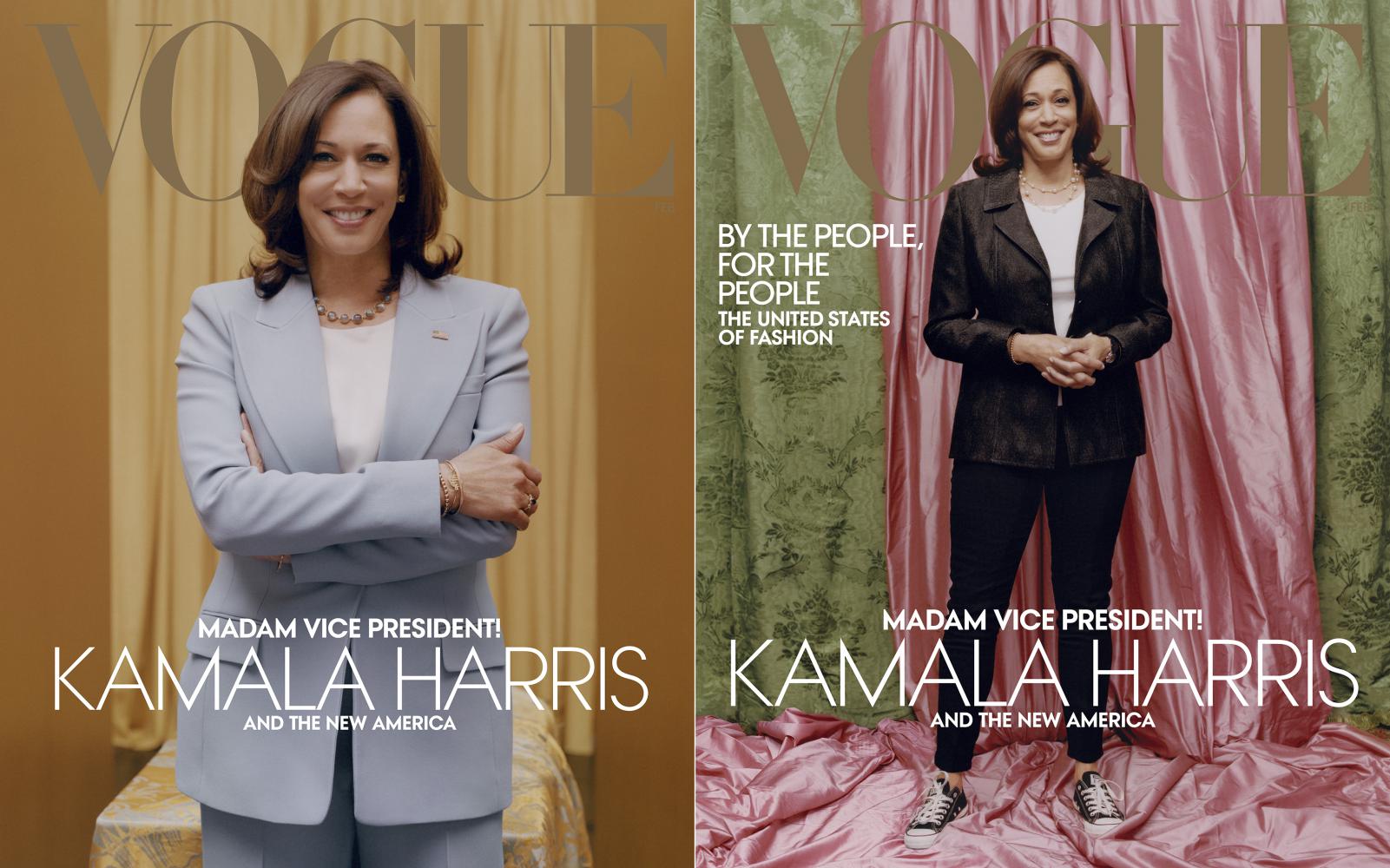 Kamala Harris, gewählte Vizepräsidentin der USA, auf dem digitalen und gedruckten Cover der Februar-Ausgabe der Modezeitschrift "Vogue"
