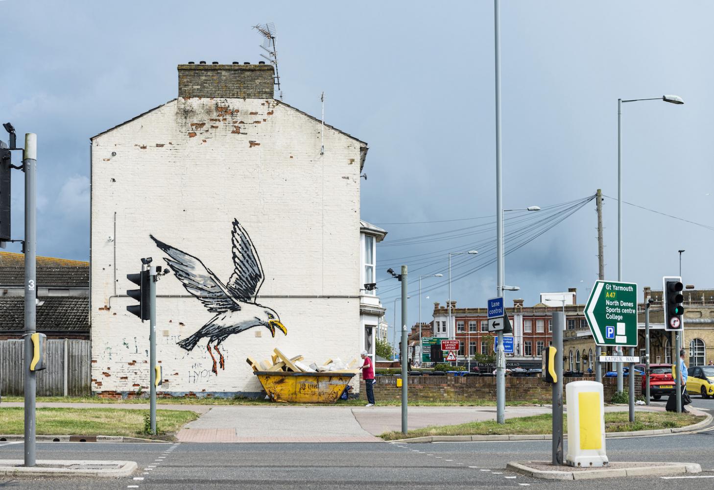 Banksy-Werk an der Fassade eines Hauses in Lowestoft