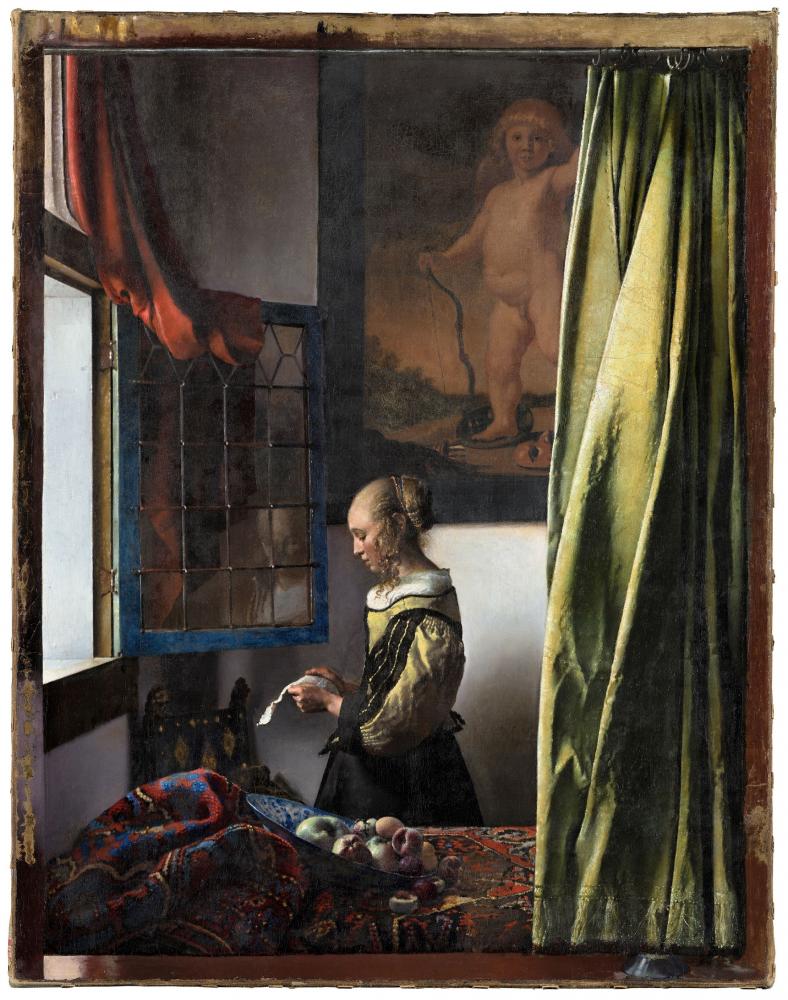 Das Gemälde "Brieflesendes Mädchen am offenen Fenster" von Johannes Vermeer im restaurierten Zustand