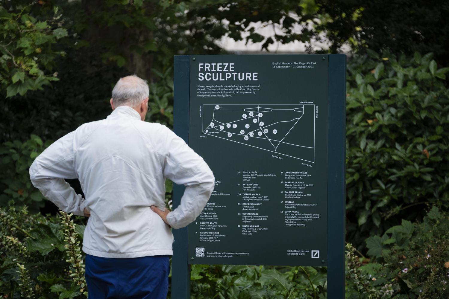 Übersichtskarte der Frieze Skulpturen im Londoner Regent's Park