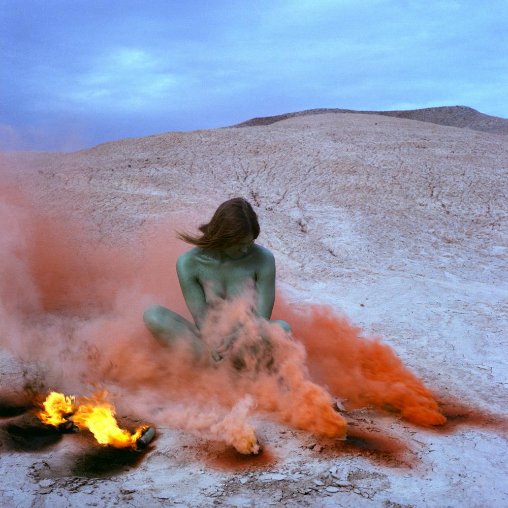 Judy Chicago, Immolation from Women and Smoke, 1972. Fireworks performance. Performed in the California Desert
