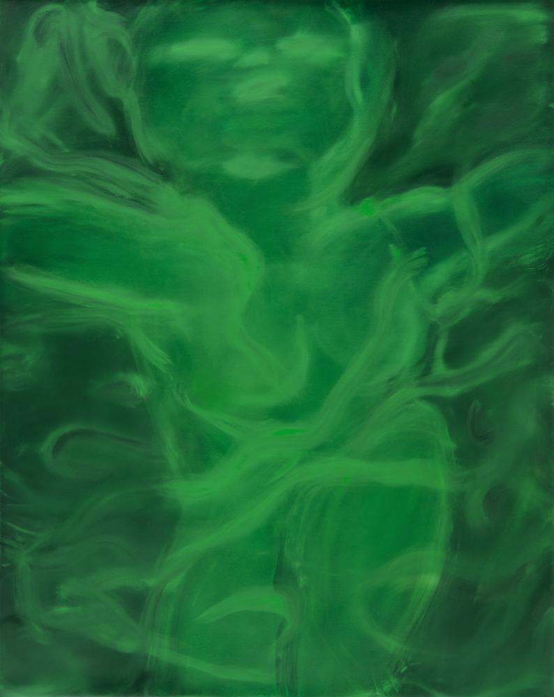 Christina Huber "Grüne Geister", 2021, Öl auf Leinwand
