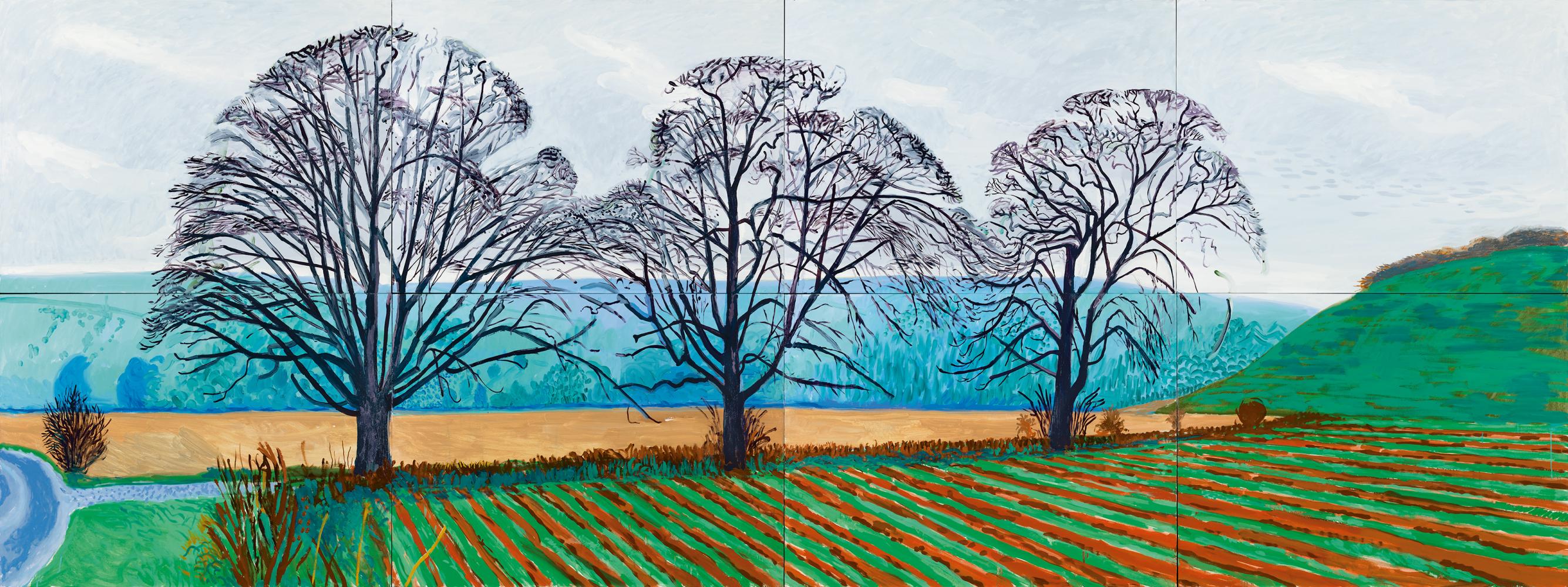 David Hockney "Three Trees near Thixendale, Winter", 2007