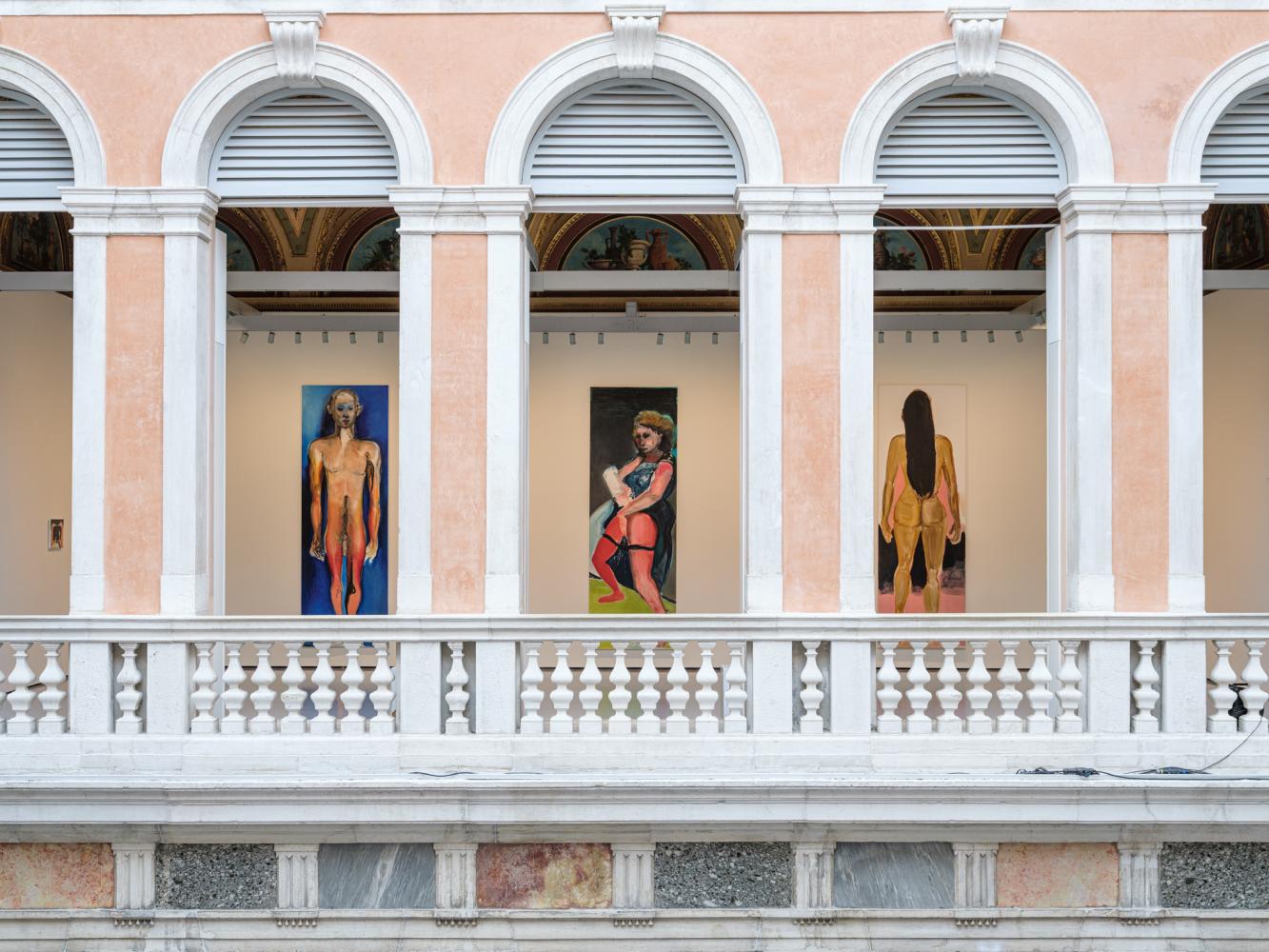 Marlene Dumas (von links nach rechts) "iPhone", 2018; "Alien", 2017; "Spring", 2017; "Amazon", 2016, Installationsansicht "open-end", Palazzo Grassi, 2022