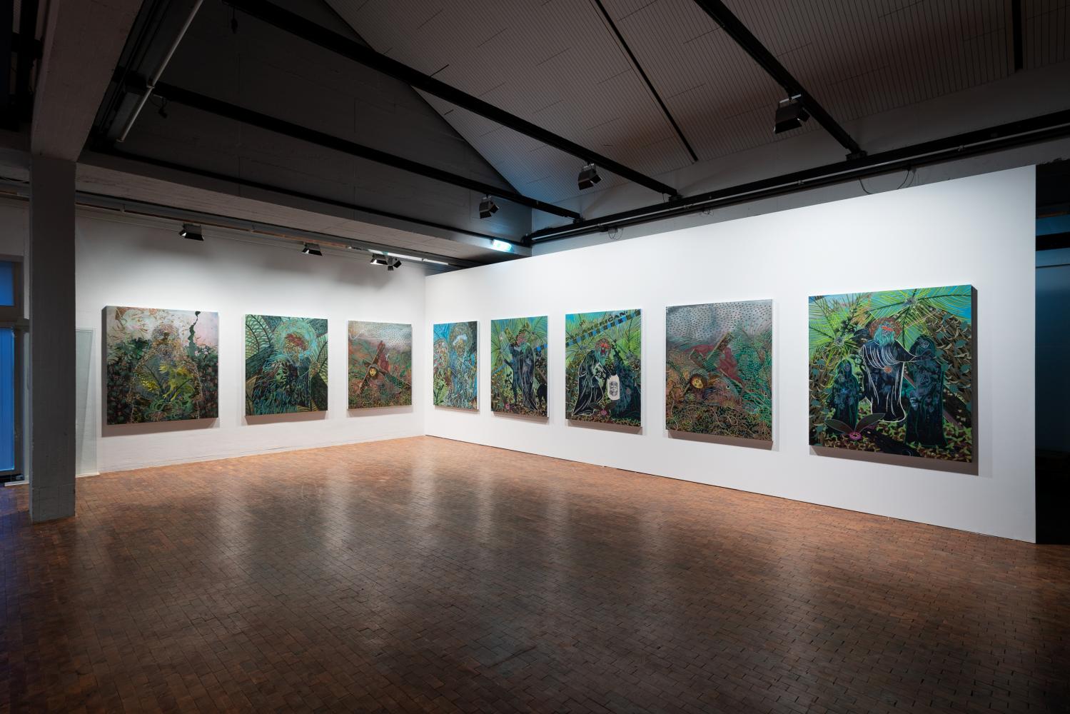 Tammy Nguyen "Serie von Malereien", 2022, Installationsansicht: 12. Berlin Biennale, Akademie der Künste, Hanseatenweg