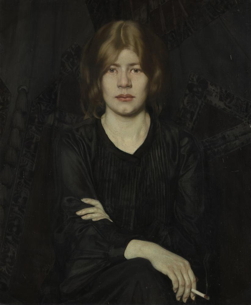Oskar Zwintscher "Bildnis einer Dame mit Zigarette", 1904