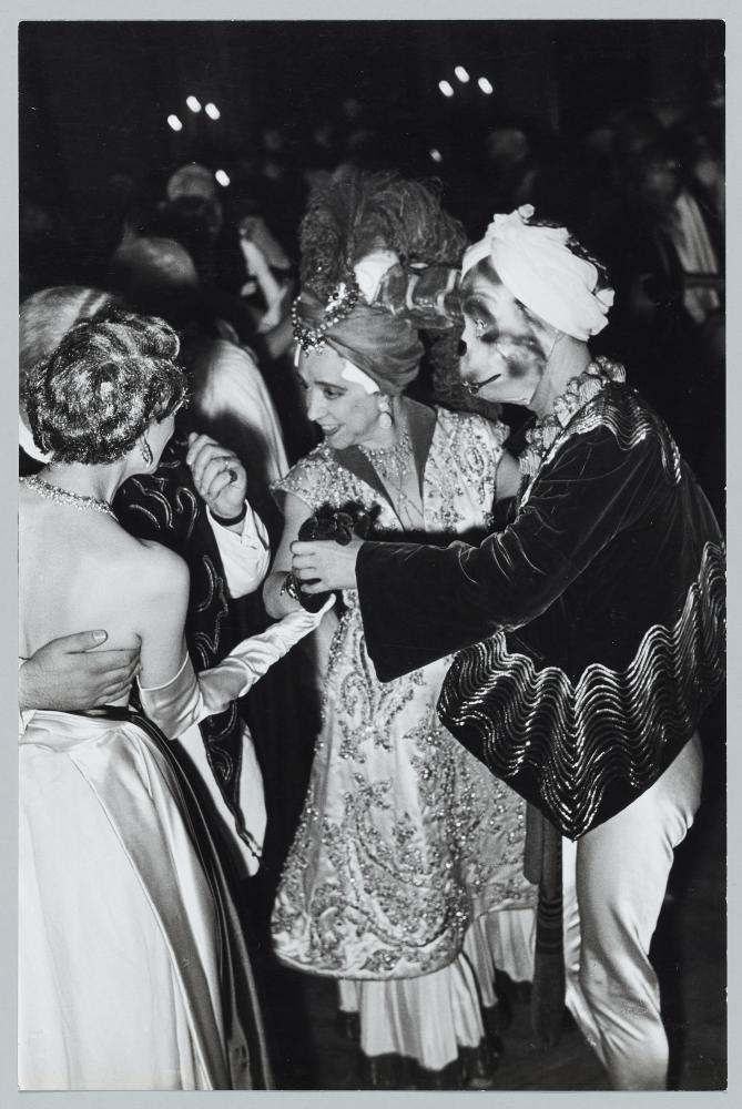 Nepo Arik "Elsa Schiaparelli dansing with a man wearing a Schiaparelli jacket at a Fath Ball at Corbeille",1952