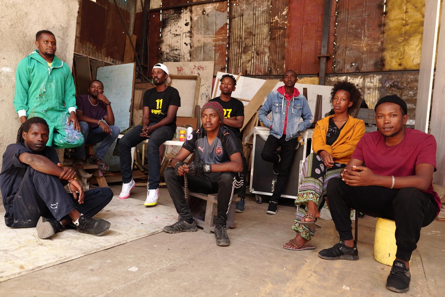 Mitglieder des Wajukuu Art Project aus Nairobi