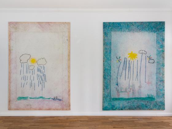 Installation shot: THAT CLOUD LOOKS LIKE A DOLPHIN, paintings Jack Sommerville