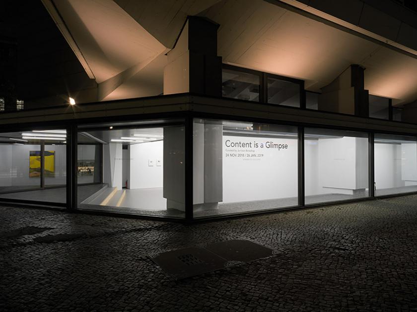 Outside image of Efremidis Gallery during the group exhibition Content is a Glimpse in December 201-