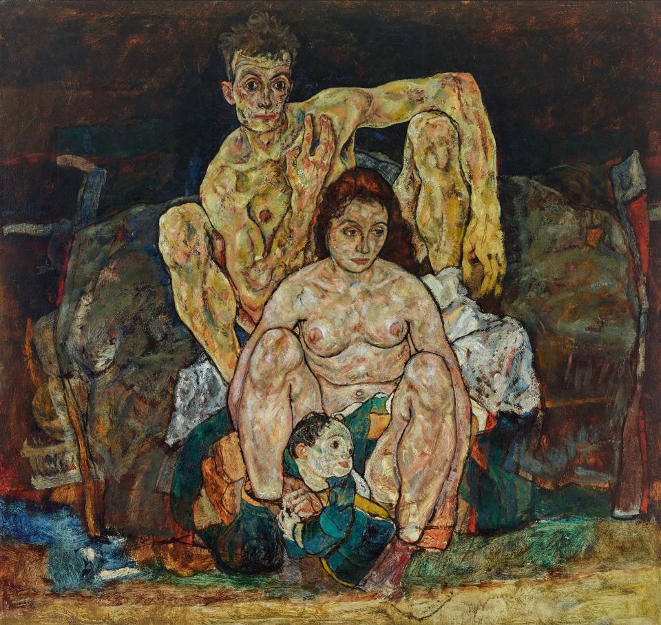 Egon Schiele "Kauerndes Menschenpaar (Die Familie)", 1918