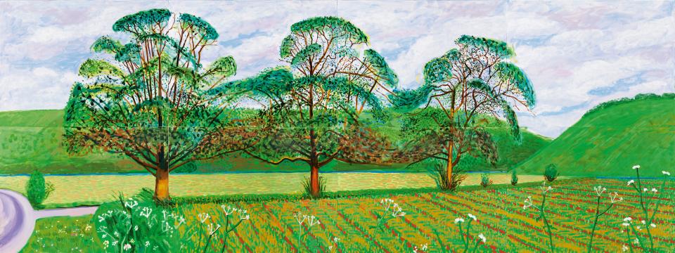 David Hockney "Three Trees near Thixendale, Spring", 2007