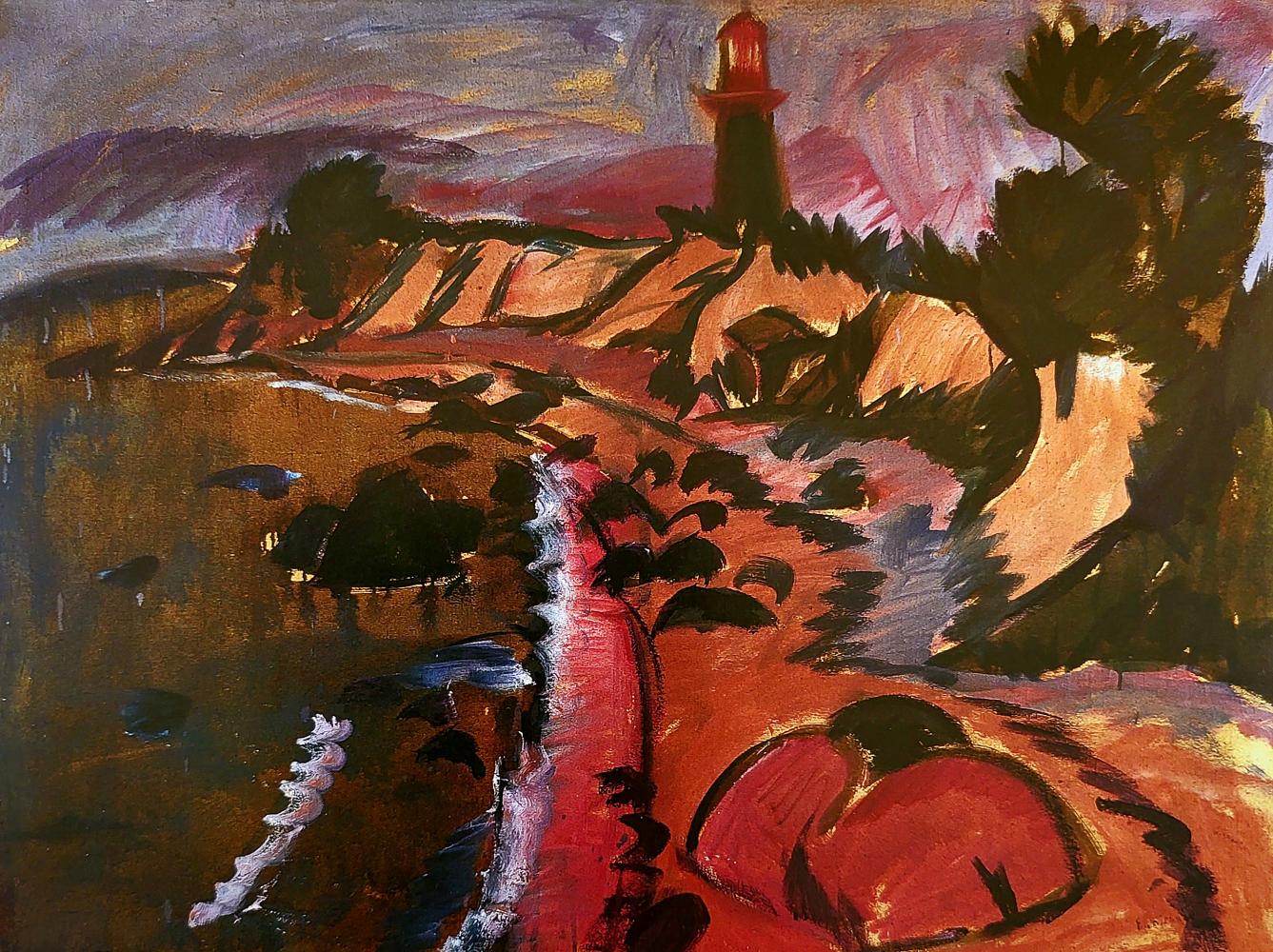 Ernst Ludwig Kirchner "Fehmarnküste mit Leutturm", 1913